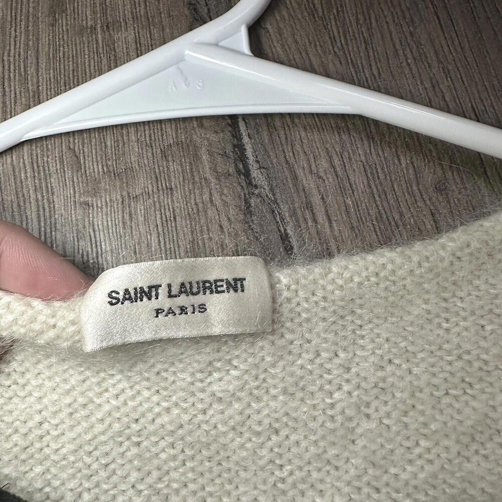 Saint Laurent  BOW SWEATER IN IVORY WOOL AND MOHAIR AND BLACK SEQUINS IN CREAM - Picture 7 of 9